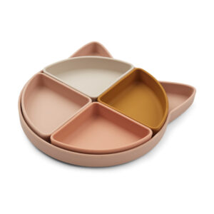 Liewood® silikonski krožnik z razdelki Arne – Cat Rose Multi Mix
