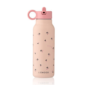 Liewood® termo steklenička s slamico Falk 350 ml – Cherry Heart/Rosey