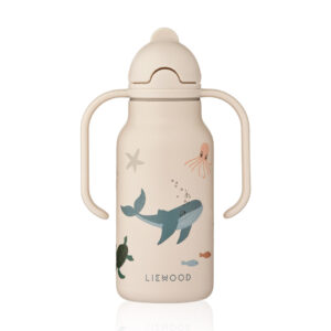 Liewood® termo steklenička s slamico Kimmie 250 ml – Sea Creature/Sandy