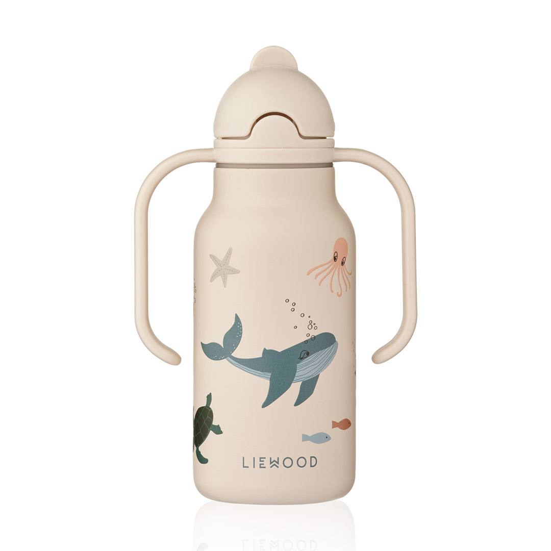 Liewood® termo steklenička s slamico Kimmie 250 ml – Sea Creature/Sandy