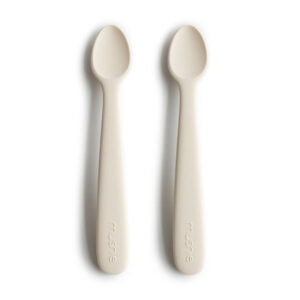 Mushie® set dveh silikonskih žličk – Ivory